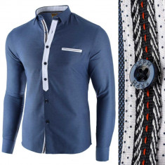 Camasa pentru barbati, bleu, slim fit, casual - Leon Special foto