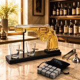 Set decantor, Pistol, 2 pahare cu glont si suport, transparent, din sticla, 300 ml