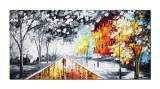 Cumpara ieftin Tablou stilizat indragostiti pictat manual, Impreuna pentru totdeauna, 120x60cm ulei pe panza