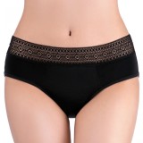 Chiloti Menstruali Dantela Geometrica Linovit Store, XS, Negru, Absorbție Ridicată, Antibacterieni, Refolosibili