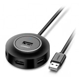 Hub USB UGREEN CR106, 4 x USB-A, 1m, Negru