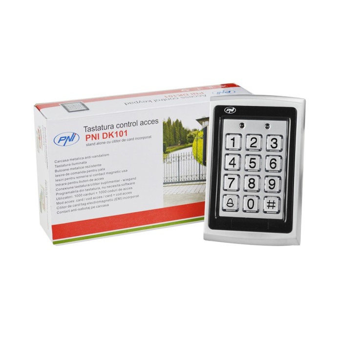 Resigilat : Tastatura control acces PNI DK101 stand alone antivandal cu cititor de