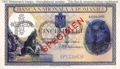 REPRODUCERE bancnota specimen 5000 lei 1940