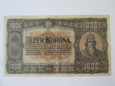 Rara! Ungaria 1000 Korona/Coroane 1923 in stare buna,bancnota din imagini foto