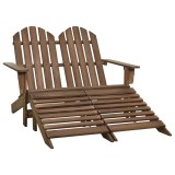 Cumpara ieftin Scaun gradina Adirondack cu 2 locuri&amp;otoman, maro, lemn de brad