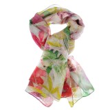 Esarfa matase cu flori albe