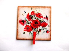 Magnet maci rosii, magnet frigider cu model floral 37038