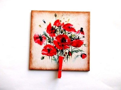 Magnet maci rosii, magnet frigider cu model floral 37038 foto