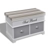 Banca Depozitare Living Alb/Gri, 2 Sertare, Perna Confort, Lemn Paulownia, 69x34x45 cm - Solutie Eleganta Spatiu