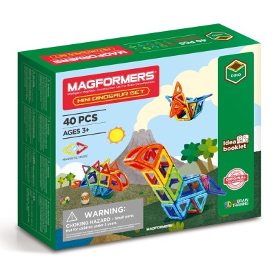 Joc magnetic de constructie Magformers Mini Dinosaur Set - Dinozauri, 40 piese foto
