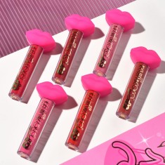 Set de buze, kevin &amp; coco, punk rock, 6 lip gloss-uri, 19.3 x 12 cm, roz/maro
