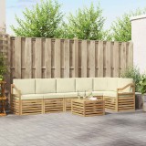 vidaXL Set canapea sectională 7 pcs Alb și crem Lemn Solid de Acacia 3391970