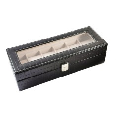 Cutie pentru 6 ceasuri din piele ecologica Neagra / Albastra / Maro / Crem