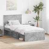 vidaXL Cadru de pat cu headboard Gri Concret 75 x 190 cm Lemn compozit 3407943