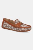 Coach mocasini Signature femei, culoarea maro, cu toc plat, CAS68