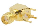 Soclu SMA Mamă Unghi PCB Aurit 50&Omega; THT
