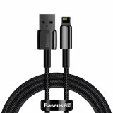 CABLU alimentare si date Baseus Tungsten Gold, Fast Charging Data Cable pt. smartphone,USB la Lightning 2.4A,braided, 1m,rezistent zgarieturi,negru &quot;C
