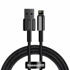 CABLU alimentare si date Baseus Tungsten Gold, Fast Charging Data Cable pt. smartphone,USB la Lightning 2.4A,braided, 1m,rezistent zgarieturi,negru &amp;quot;C foto