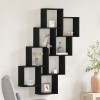 Raft perete vidaXL Stejar Negru 90x15x119.5cm Lemn compozit, 8 rafturi, Montaj facil, Interior, Design modern