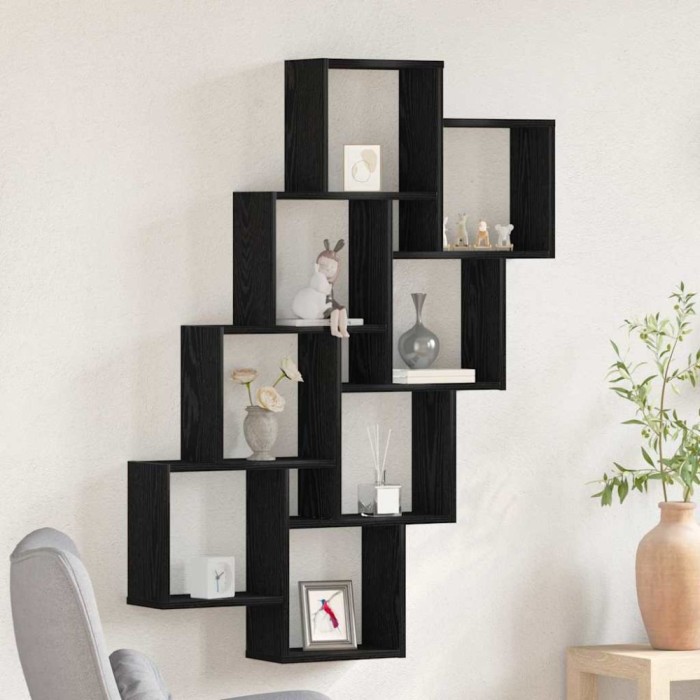 vidaXL Raft de perete Stejar negru 90 x 15 x 119.5 cm Lemn compozit