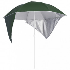 vidaXL Umbrelă de plajă cu pereți laterali verde 215 cm