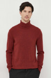 Cumpara ieftin United Colors of Benetton pulover din amestec de casmir culoarea bordo, cu guler