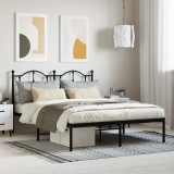 Gossi cadru de pat metalic cu tablie, negru, 140x200 cm