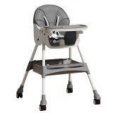 Scaun de masa pentru bebelusi si copii, flippy, cu roti, telescopic, pliabil, masuta reglabila, suport picioare, scaun cu invelis piele artificiala, c