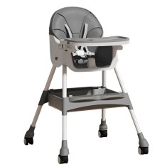 Scaun de masa pentru bebelusi si copii, flippy, cu roti, telescopic, pliabil, masuta reglabila, suport picioare, scaun cu invelis piele artificiala, c