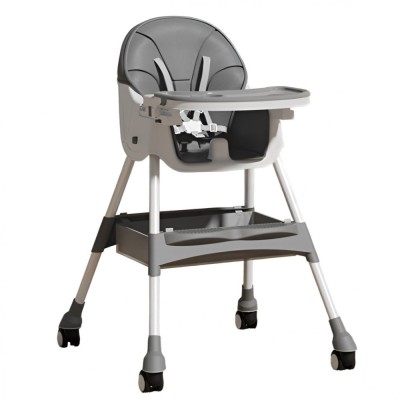 Scaun de Masa pentru Bebelusi si Copii, Flippy, cu Roti, Telescopic, Pliabil, Masuta Reglabila, Suport Picioare, Scaun cu Invelis Piele Artificiala, C foto