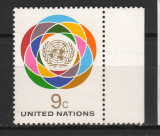 TIMBRE 143k, ONU, NEW YORK, 1976, TIMBRU POSTAL, GRAFICA , CULORI EXPRESIVE., Organizatii internationale, Nestampilat