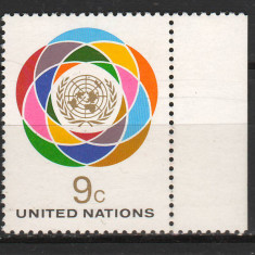 TIMBRE 143k, ONU, NEW YORK, 1976, TIMBRU POSTAL, GRAFICA , CULORI EXPRESIVE.