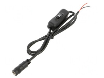Cablu DC 5,5/2,1 soclu drept 0,8m 2x0,5mm&amp;sup2; negru foto
