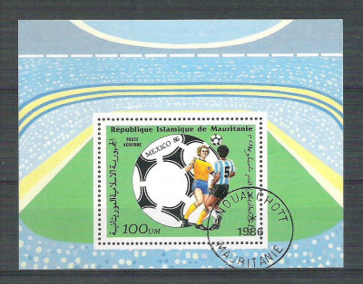 Mauritania 1986 Sport, Football, Soccer, perf. sheet, used AB.068 foto