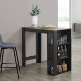 [en.casa] Masa bar Danderyd SH, 120 x 60 x 105,5 cm, PAL melaminat, negru, cu blat masa lemn stejar, cu trei rafturi HausGarden Leisure, [en.casa]