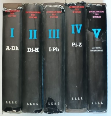 DICTIONNAIRE DES OEUVRES , DE TOUS LES TEMPS ET DE TOUS LES PAYS , VOLUMES I - V by LAFFONT - BOMPIANI , 1962 foto