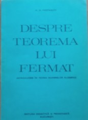 Despre teorema lui Fermat Introducere in teoria numerelor algebrice - M.M. Postnikov
