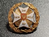 NI130 Insignă de invalid de război rănit &icirc;n timpul celui de-al Doilea Război Mondial, Polonia, Odznaka Związek Inwalid&oacute;w Wojennych