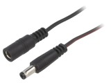 Cablu DC 5,5/2,5 mm Negru 2x0,35mm2 Mufă și Soclu Drept