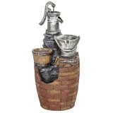 Outsunny F&acirc;nt&acirc;nă 4 niveluri rustică, f&acirc;nt&acirc;nă de grădină cu iluminare LED, ghiveci pentru plante, pompă, reglabilă 34 x 31 x 76 cm | Aosom Romania