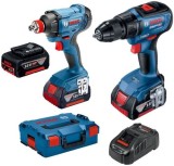 Bosch Set GSR 18V-50 Masina de gaurit insurubat brushless 50Nm + GDX 180-LI Masina de insurubat cu impact, 180Nm + 3 acumulatori CoolPack Li-Ion 18V +