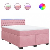 Cumpara ieftin Pat box spring cu saltea, roz, 160x200 cm, catifea