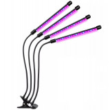 Lampa UV Full Spectrum pentru Cresterea Plantelor cu 4 picioare si 120 LED-uri, 40 w, Temporizator, Corp Reglabil, Clips si Adaptor USB, Lumina UV