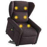 VidaXL Fotoliu electric masaj rabatabil cu ridicare maro &icirc;nchis textil