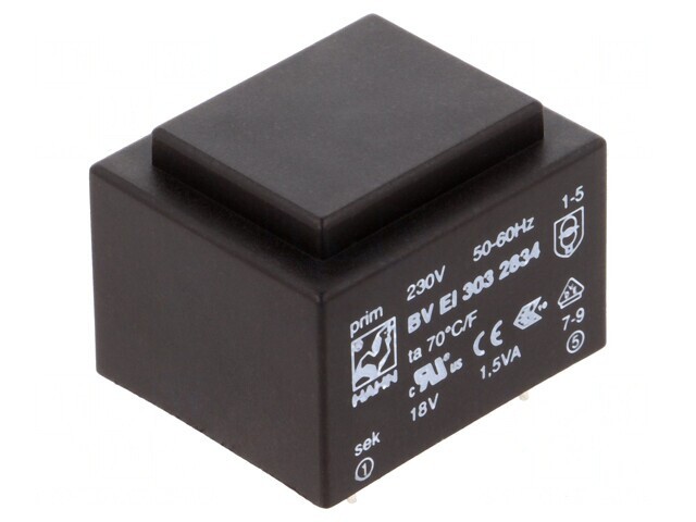 Transformator &Icirc;ncapsulat 1,5VA 230VAC 18V 83mA PCB