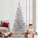 vidaXL Brad de Crăciun cu 300 LED cu suport Argintiu 210 cm PET 3396689