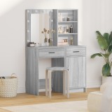 VidaXL Set masă toaletă cu LED, 2 piese, gri sonoma, lemn prelucrat