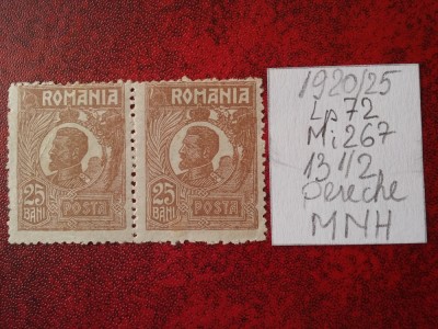 1920- Romania- Ferd. b. mic Mi267-brun-per. oriz.-MNH foto