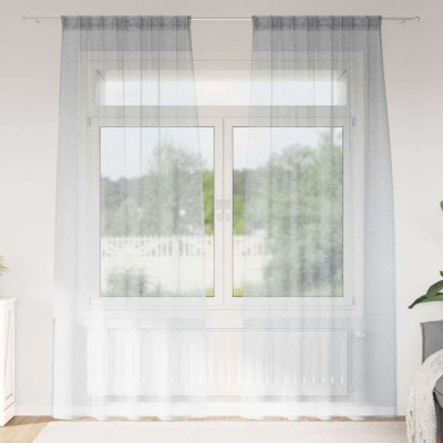Perdele cu perdele 2 pcs Gri &amp;icirc;nchis Poliester foto
