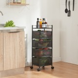 Carucior servire la masa Sunndal 79,5x27x27cm negru cu 4 cosuri [en.casa] HausGarden Leisure, [en.casa]